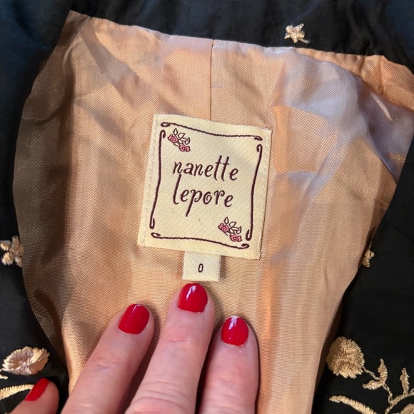 Nanette Lepore Embroidered Floral Jacket with Ribbon Detail,Size 0,Y2K Vintage - Picture 11 of 12